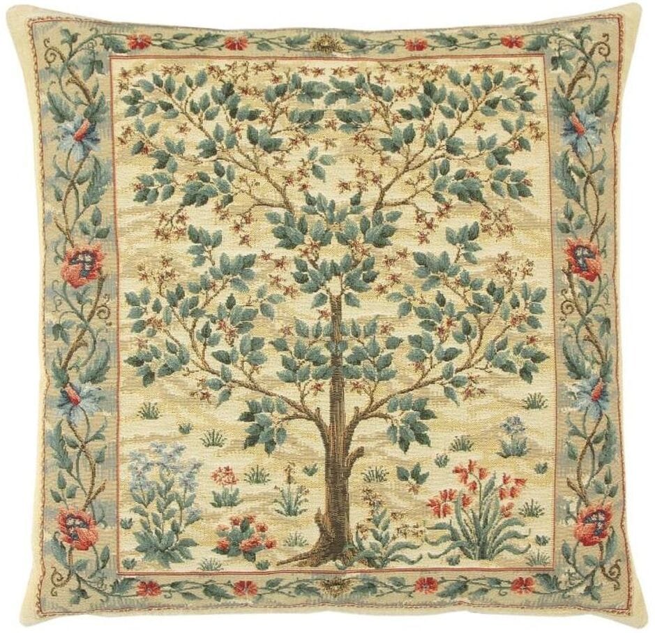 Tree of Life Light Tapestry Cushion with Feather Filler 