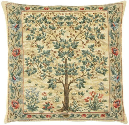 Tree of Life Light Tapestry Cushion with Feather Filler 