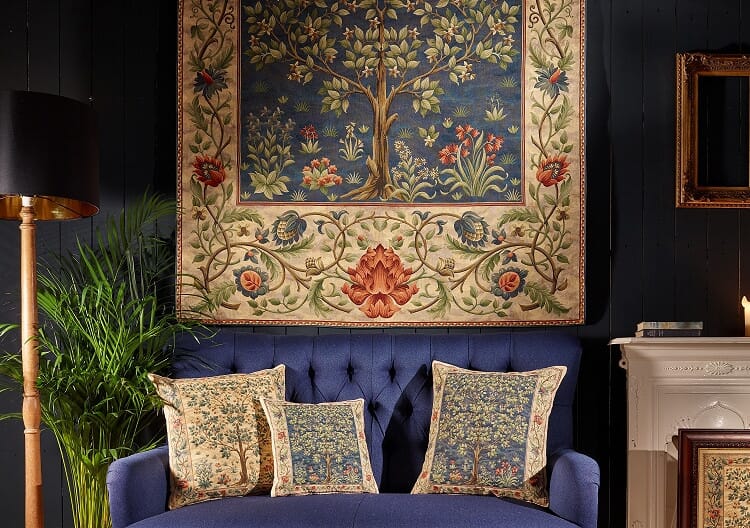 Tree of Life Light Tapestry Room Cushion with Feather Filler 