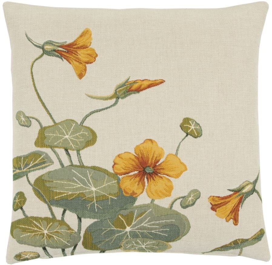 Wild Nasturtium II Tapestry Cushion with Feather Filler 