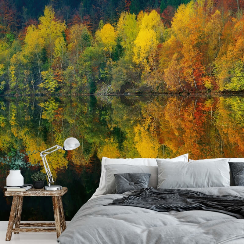 Wall-art Autumn Forest Lake Wall Mural