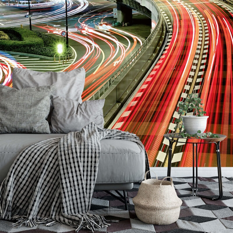 Wall-art Urban Lightstripes Wall Mural