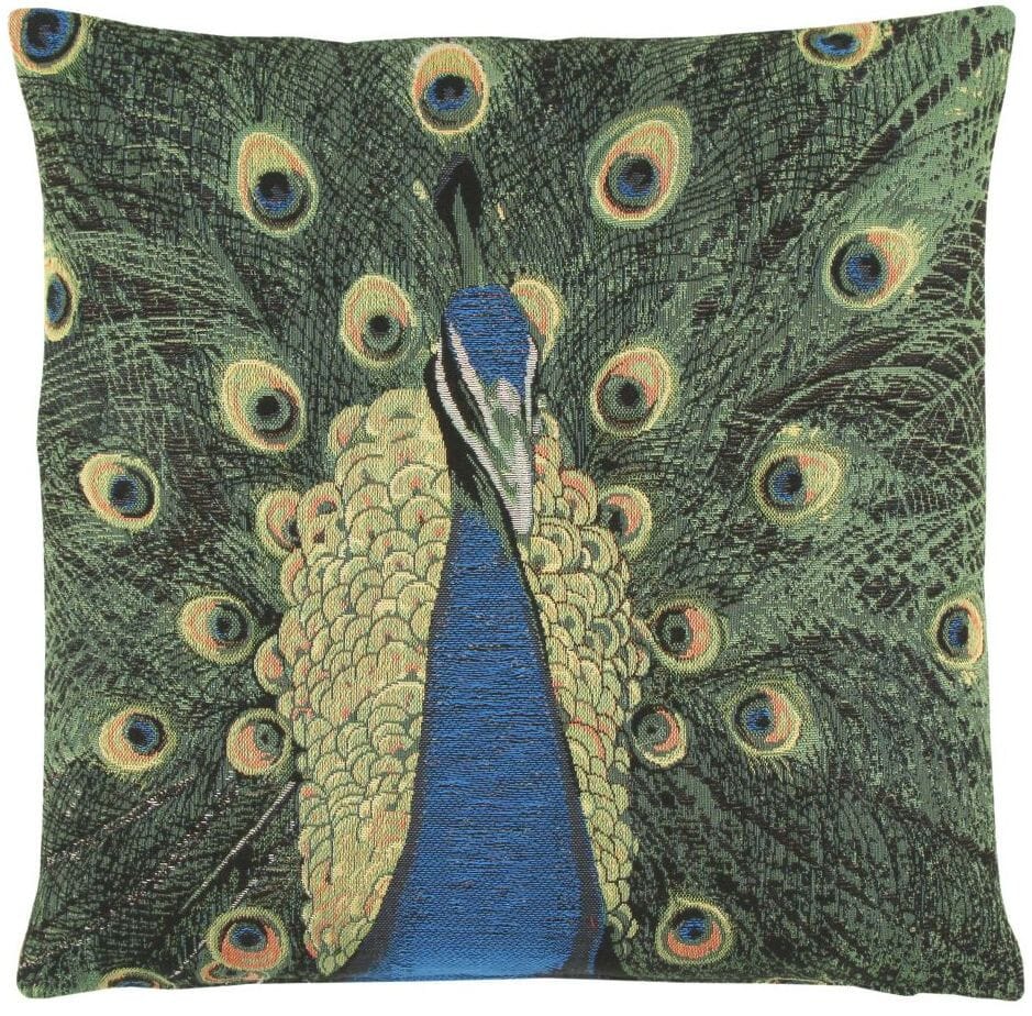 Peacock Tapestry Cushion with Feather Filler 
