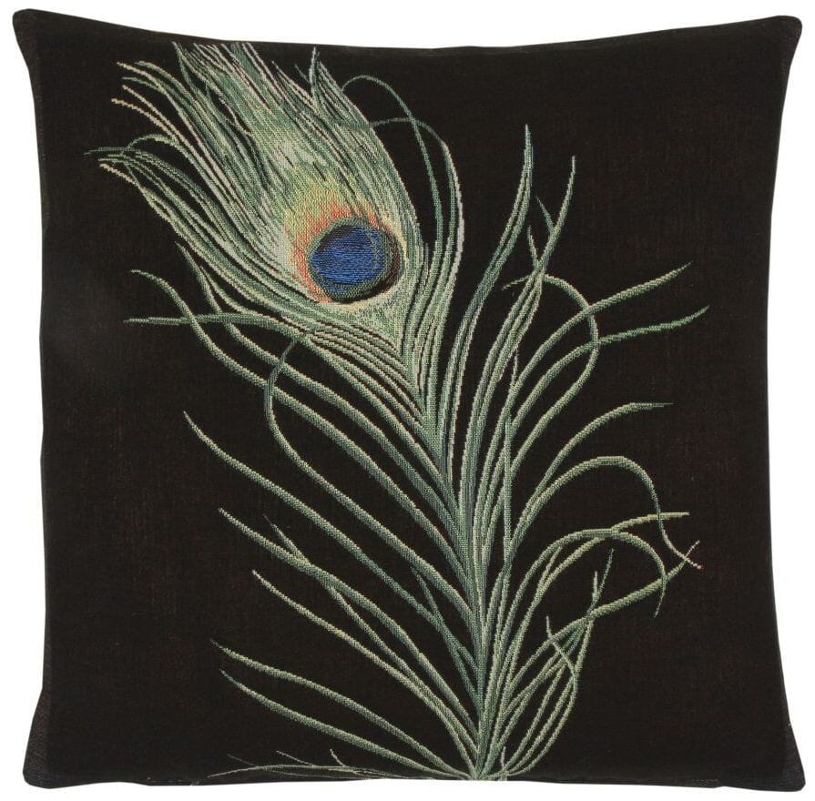 Peacock Plume Tapestry Cushion with Feather Filler 