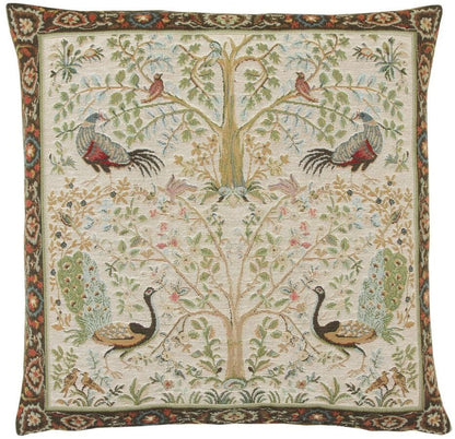 Birds & Trees Cream Tapestry Cushion with Feather Filler 
