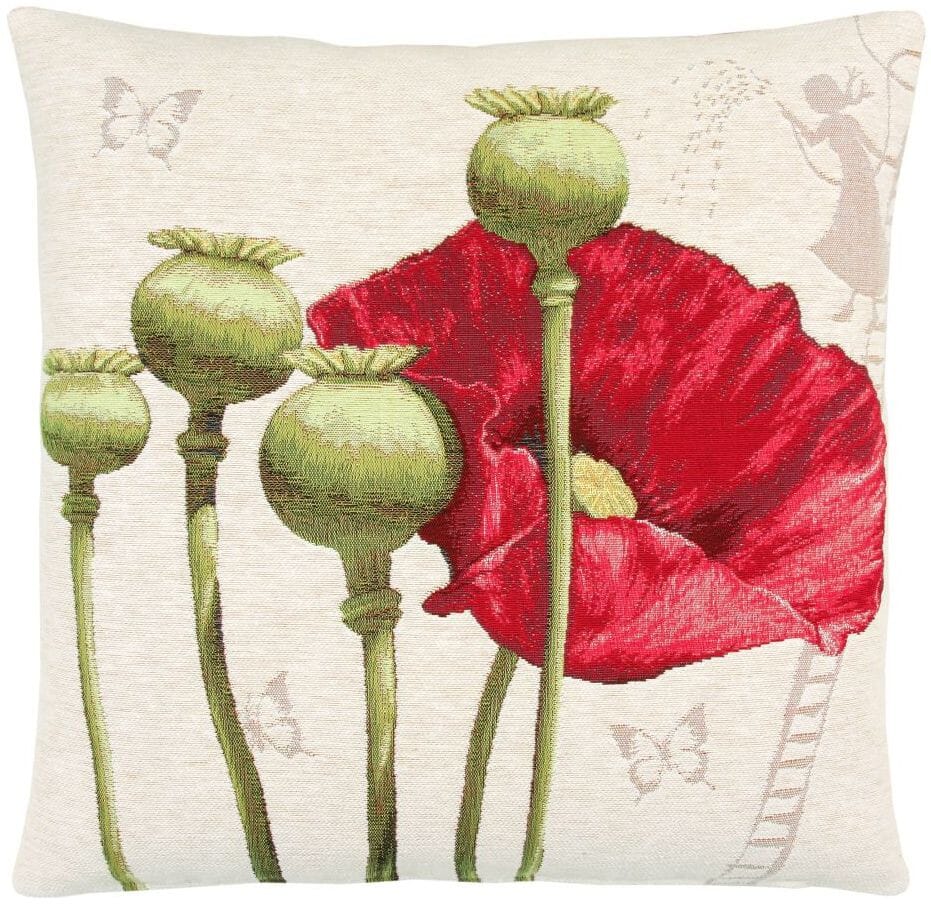 Grand Poppies I Tapestry Cushion with Feather Filler 