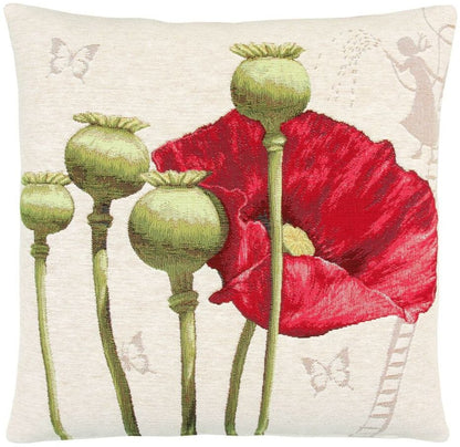 Grand Poppies I Tapestry Cushion with Feather Filler 