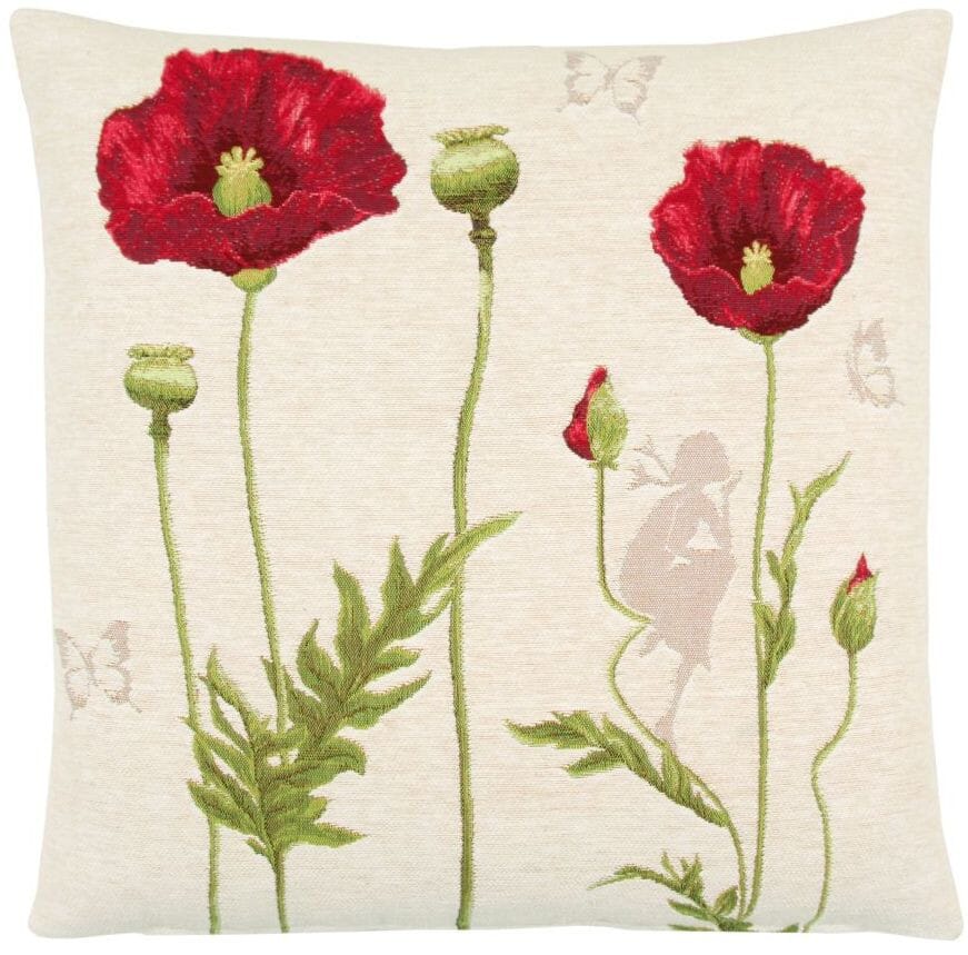Grand Poppies II Tapestry Cushion with Feather Filler 