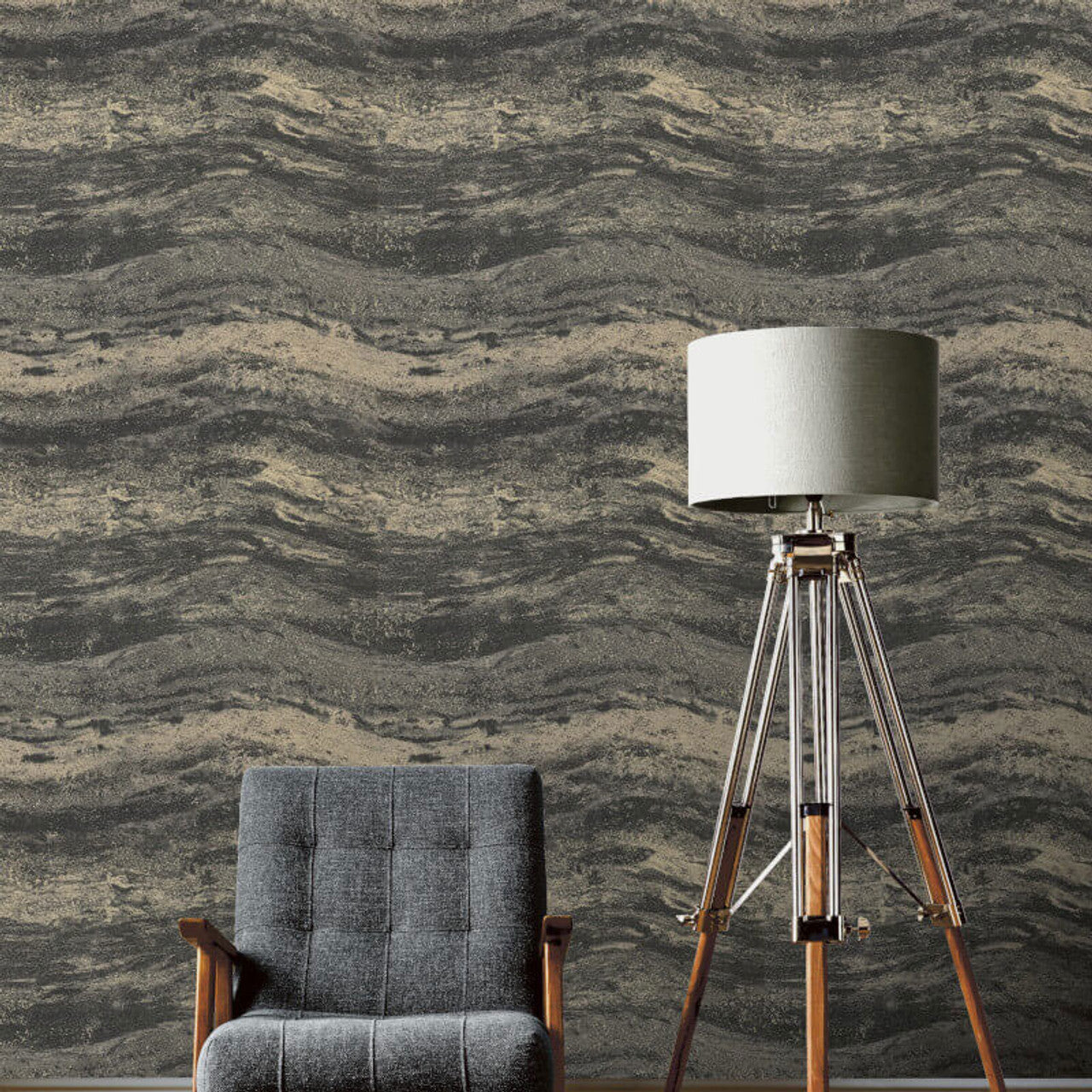 519242 - Onyx Avant-Garde Wallpaper - Black & Gold - Rasch