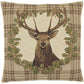 Stag Beige Tartan Tapestry Cushion with Feather Filler 