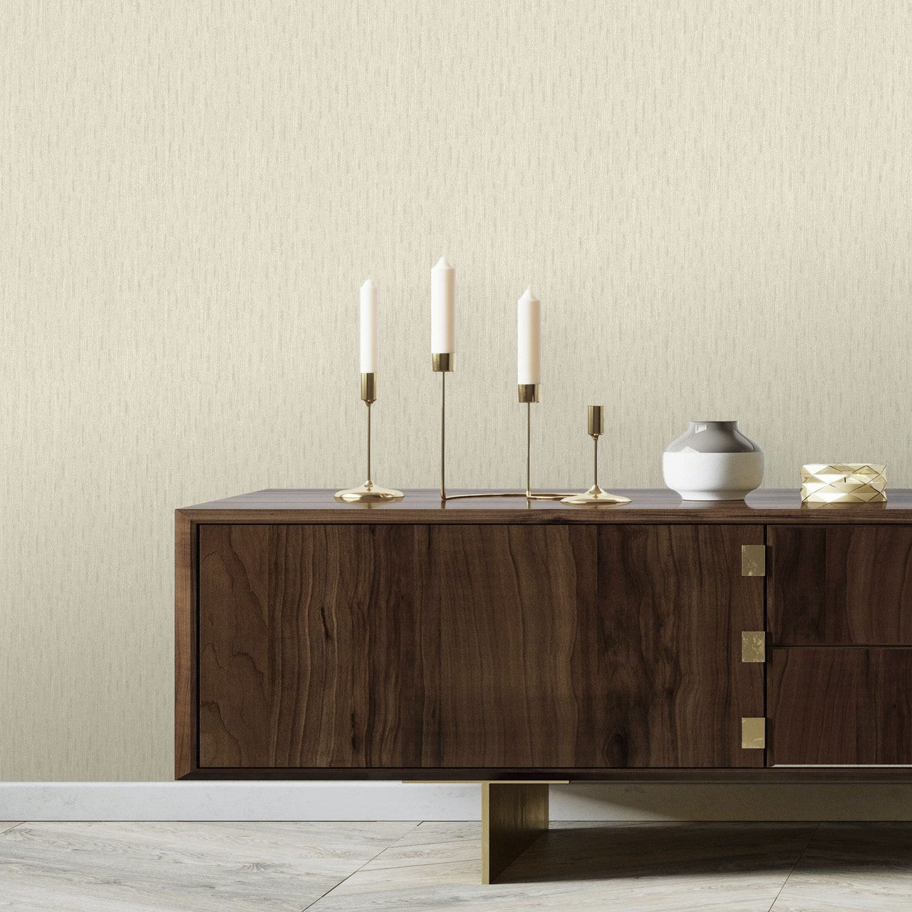 526752 - Bellini Vasari Plain Wallpaper  - Cream Gold - Rasch