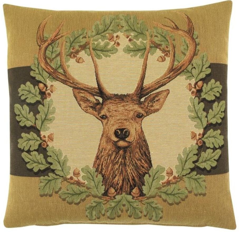 Stag & Oakleaves II Tapestry Cushion with Feather Filler 