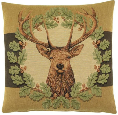 Stag & Oakleaves II Tapestry Cushion with Feather Filler 