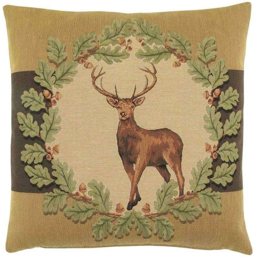 Stag & Oakleaves III Tapestry Cushion with Feather Filler 