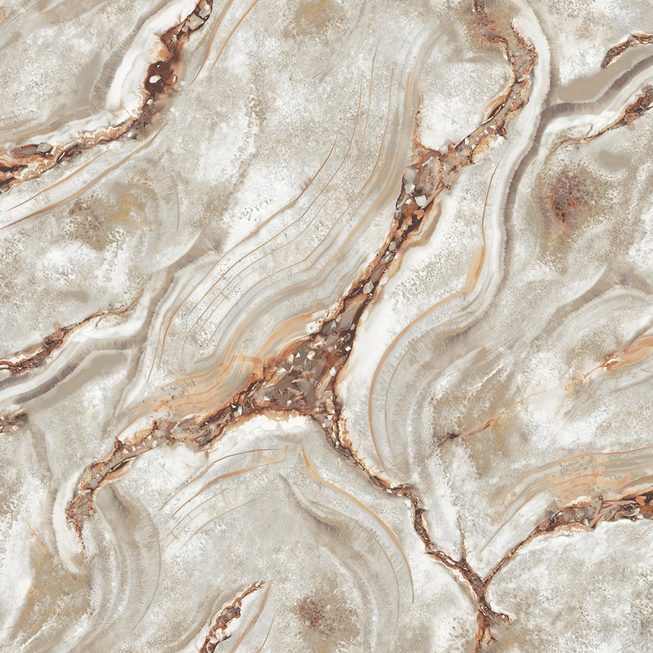 529418 - Vasari Marble Wallpaper - Natural & Rust - Rasch