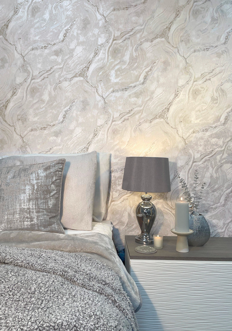 529463 - Vasari Marble Wallpaper - Grey - Rasch