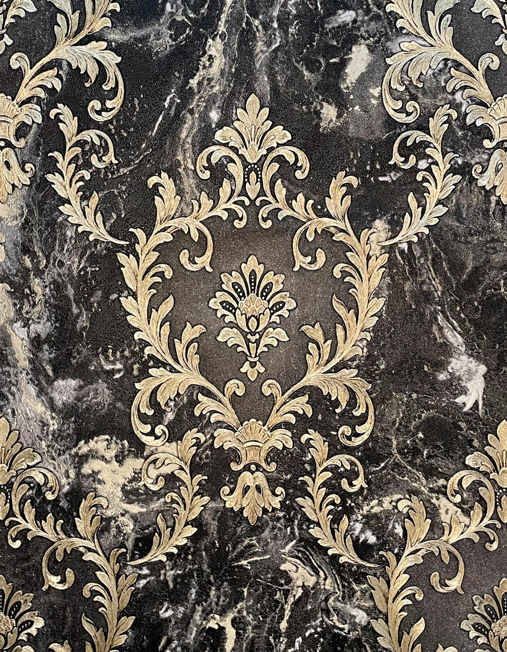 534382 - Sienna Damask Wallpaper - Black - Rasch