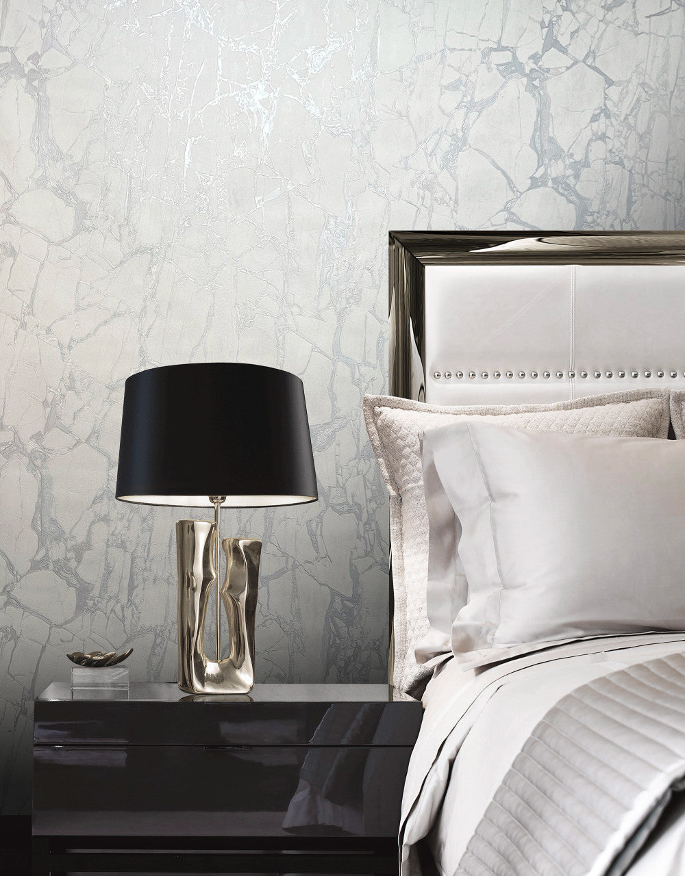 538144 - Enzo Marble Wallpaper - White Silver - Rasch