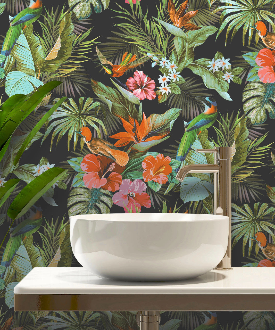 539059 - Paradise Birds Vasari Wallpaper - Black Multi - Rasch