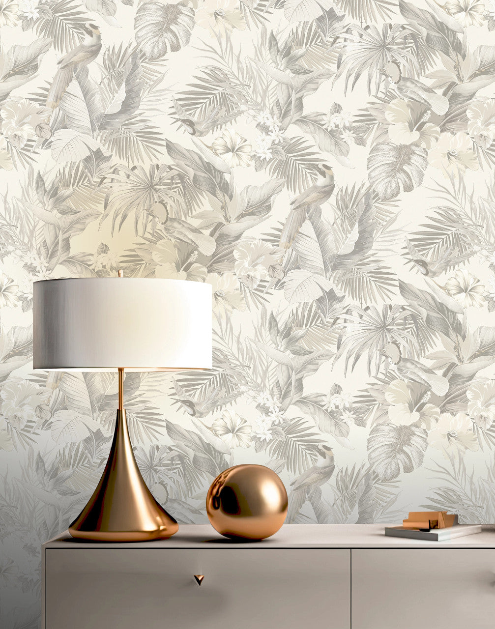 539080 - Paradise Birds Vasari Wallpaper - Neutral - Rasch