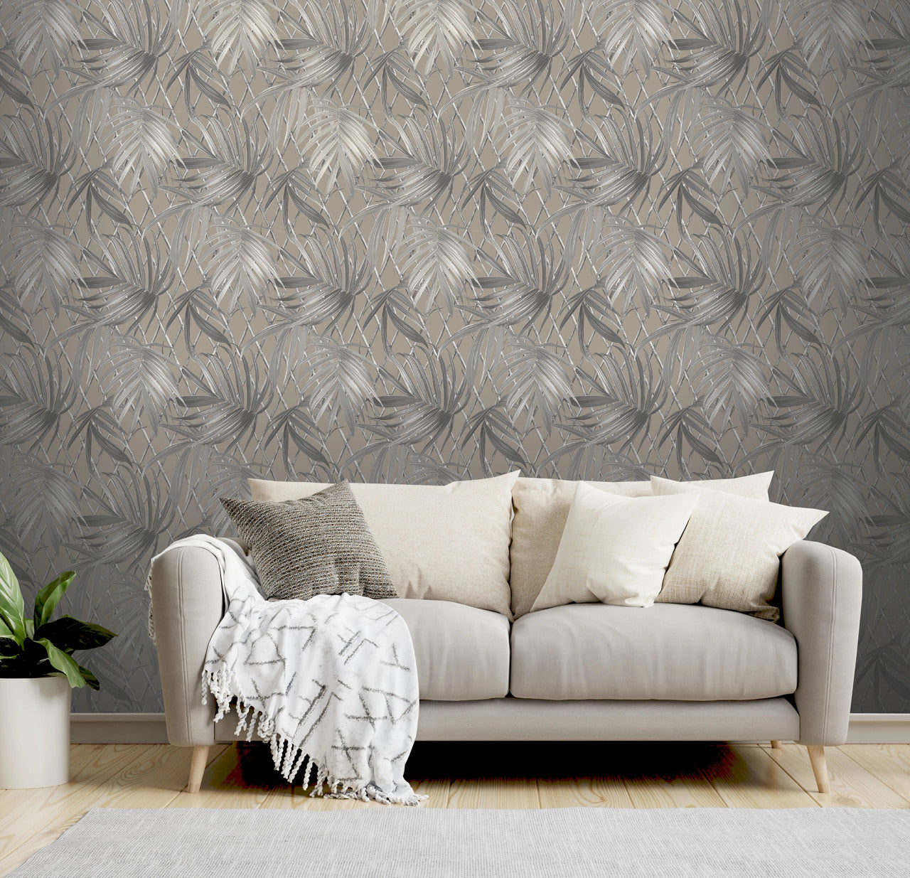 539554 - Paradise Palm Vasari Wallpaper - Taupe - Rasch
