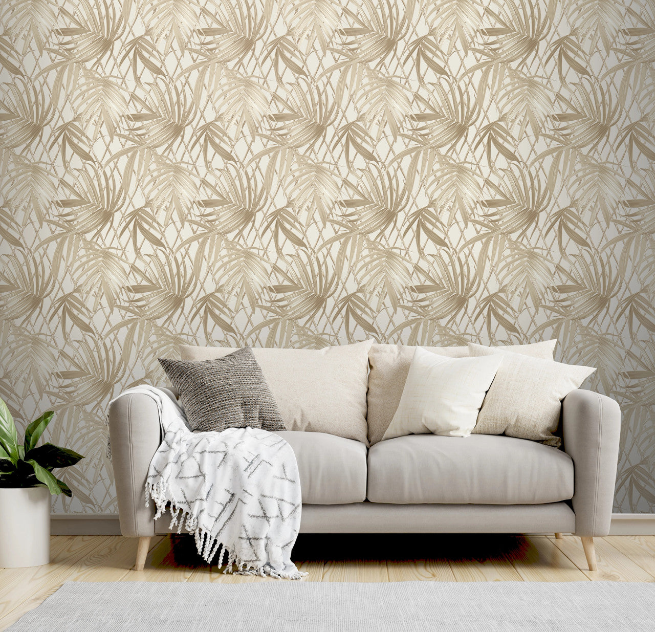 539578 - Paradise Palm Vasari Wallpaper - Gold - Rasch
