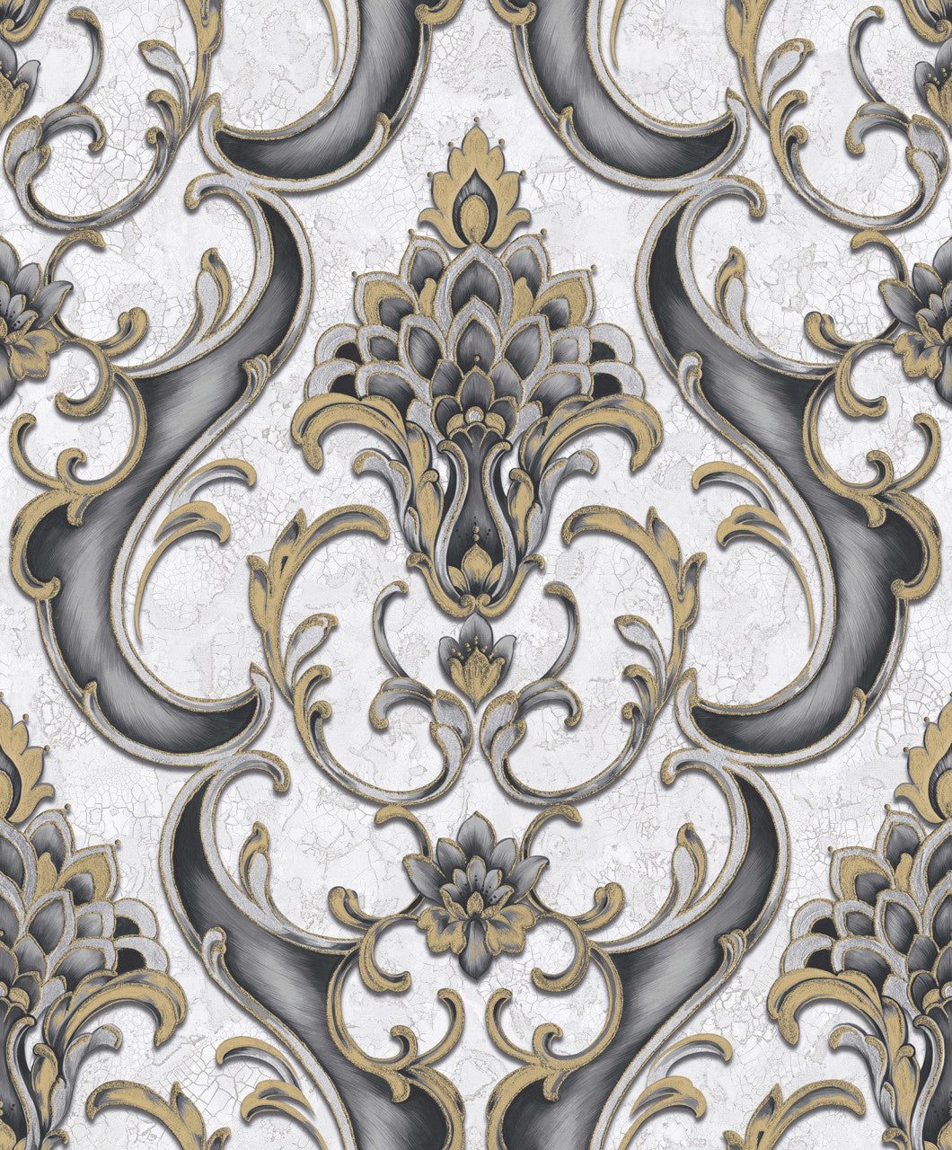 539783 - Sonata Damask Wallpaper - Black Gold - Rasch