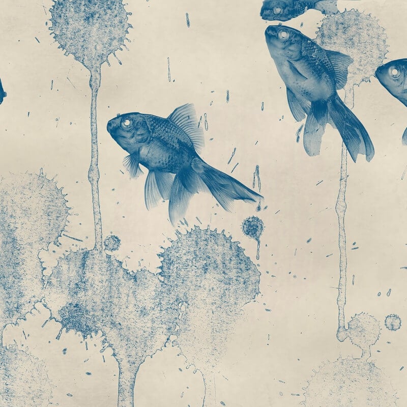 Wall-art Blue Fish Wall Mural