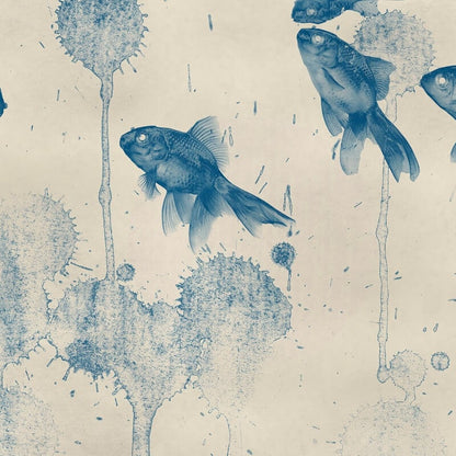 Wall-art Blue Fish Wall Mural