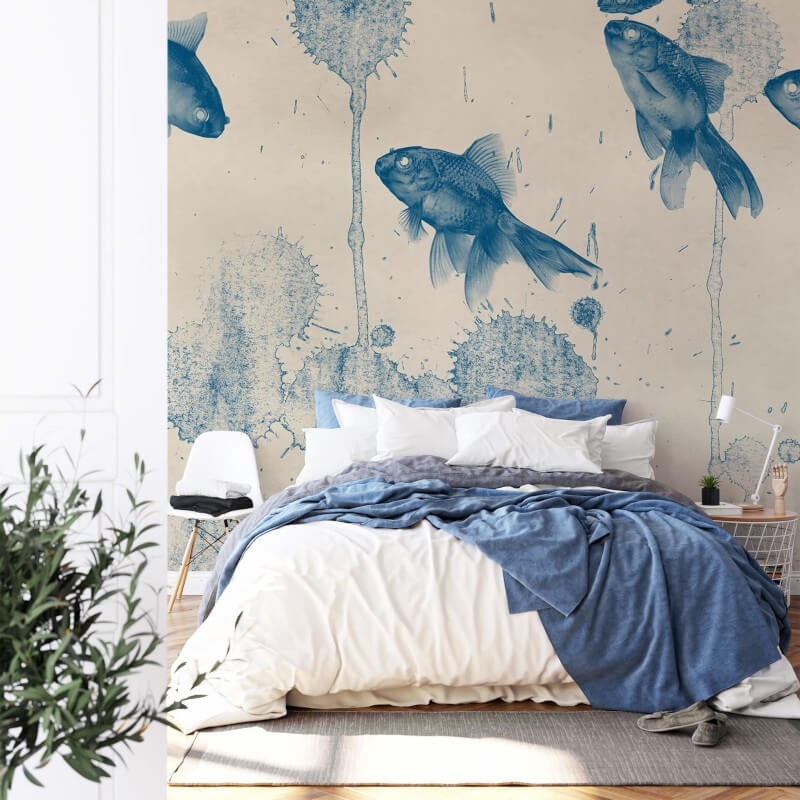 Wall-art Blue Fish Wall Mural