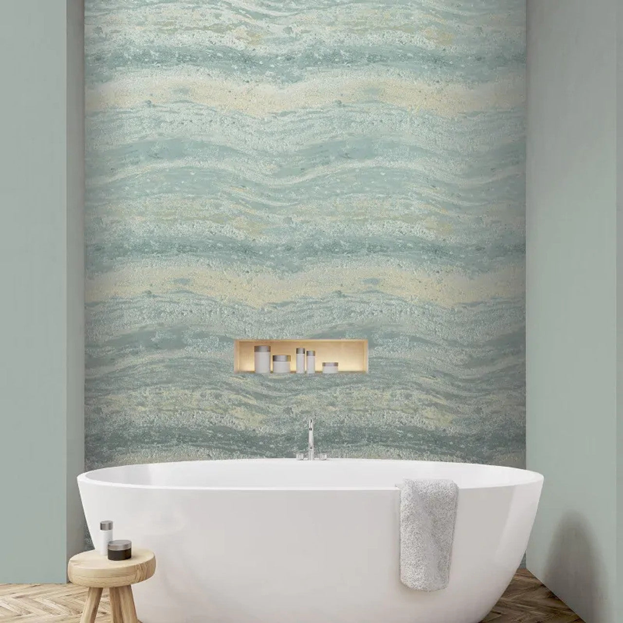 544466 - Orvieto Onyx Avant-Garde Wallpaper - Green - Rasch