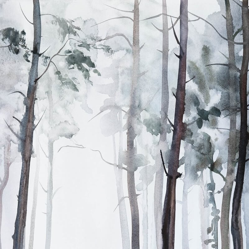 Wall-art Watercolour Forest Wall Mural