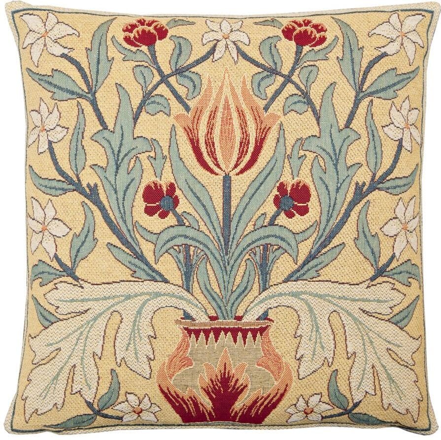 Morris Tulip Tapestry Cushion with Feather Filler 