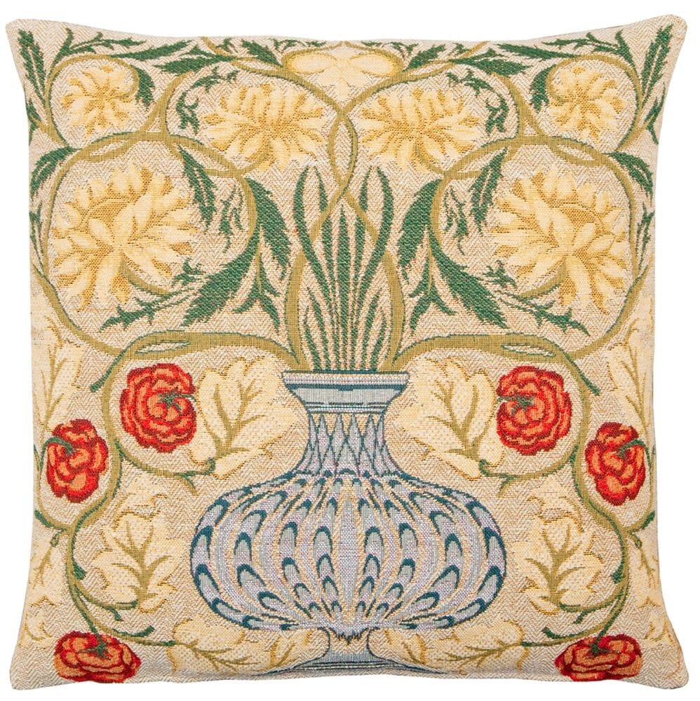 Morris Flowerpot Tapestry Cushion with Feather Filler 