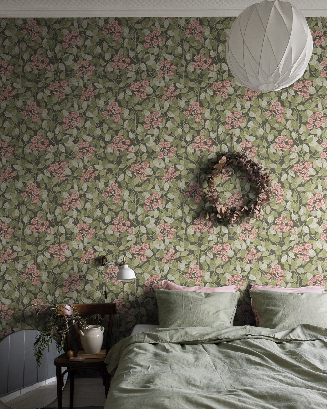 55017 - Henni Wallpaper - Green / Pink - Midbec