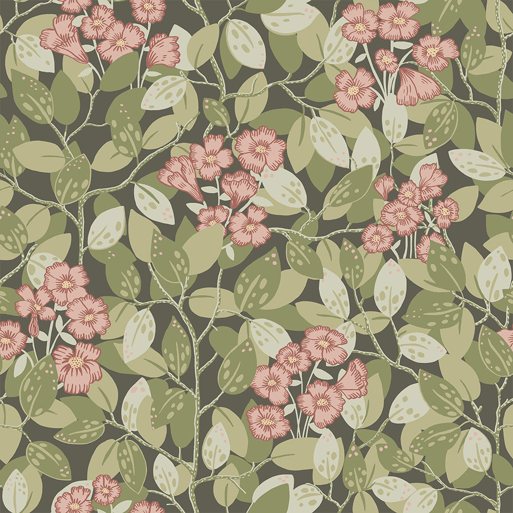 55017 - Henni Wallpaper - Green / Pink - Midbec