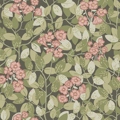55017 - Henni Wallpaper - Green / Pink - Midbec