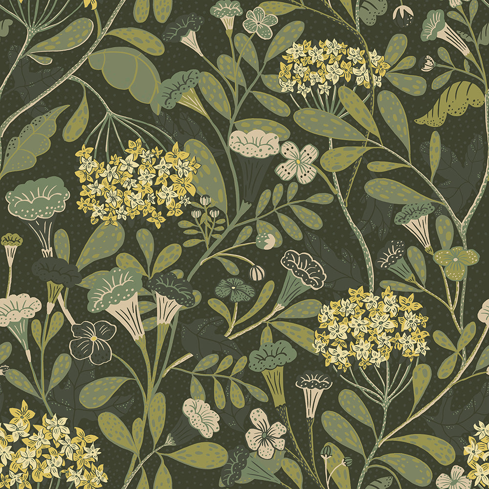 55022 - Hybbe Wallpaper - Dark Green - Midbec
