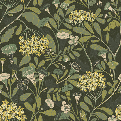 55022 - Hybbe Wallpaper - Dark Green - Midbec