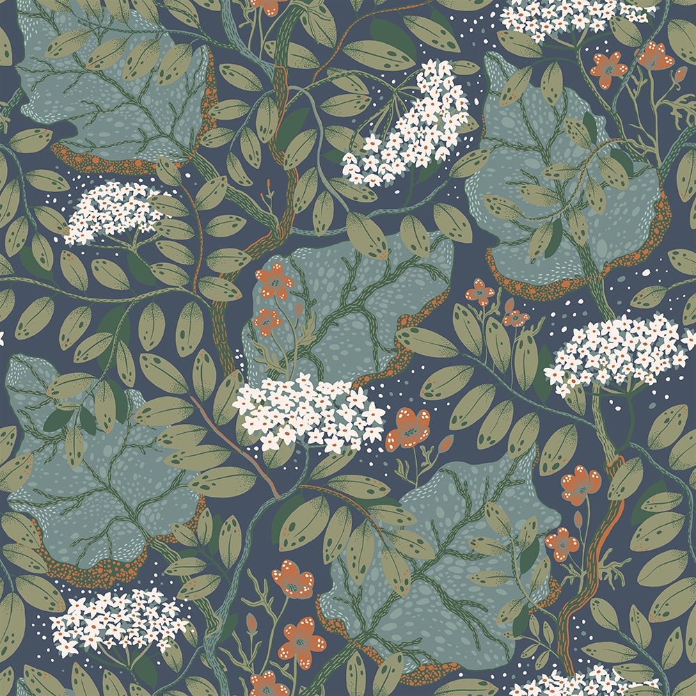 55028 - Ulla Britt Wallpaper - Dark Blue - Midbec