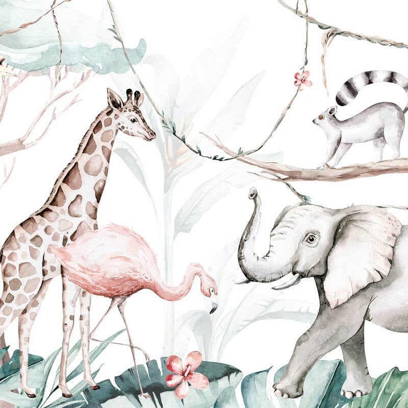Wall-art Kvilis Jungle Animal Friends Wall Mural