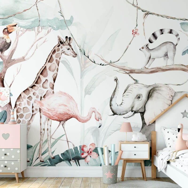 Wall-art Kvilis Jungle Animal Friends Wall Mural