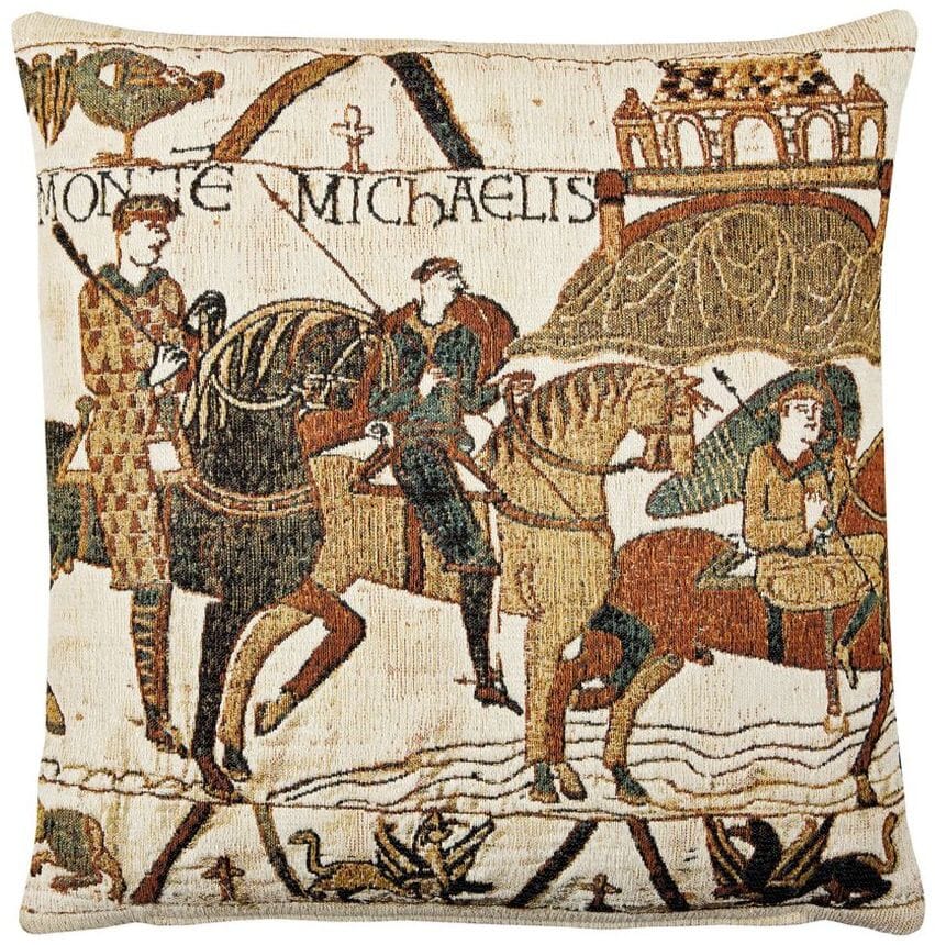 Bayeux-Mont St. Michel (woollen) Tapestry Cushion with Feather Filler 