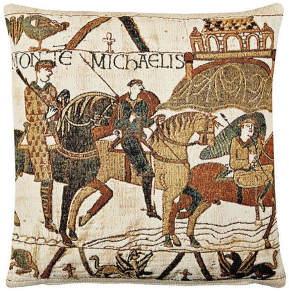 Bayeux-Mont St. Michel (woollen) Tapestry Cushion with Feather Filler 