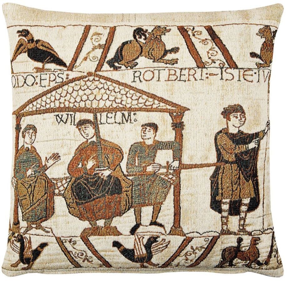 Bayeux-Duke William (woollen) Tapestry Cushion with Feather Filler 