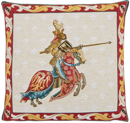 Knight-Lion Tapestry Cushion with Feather Filler 
