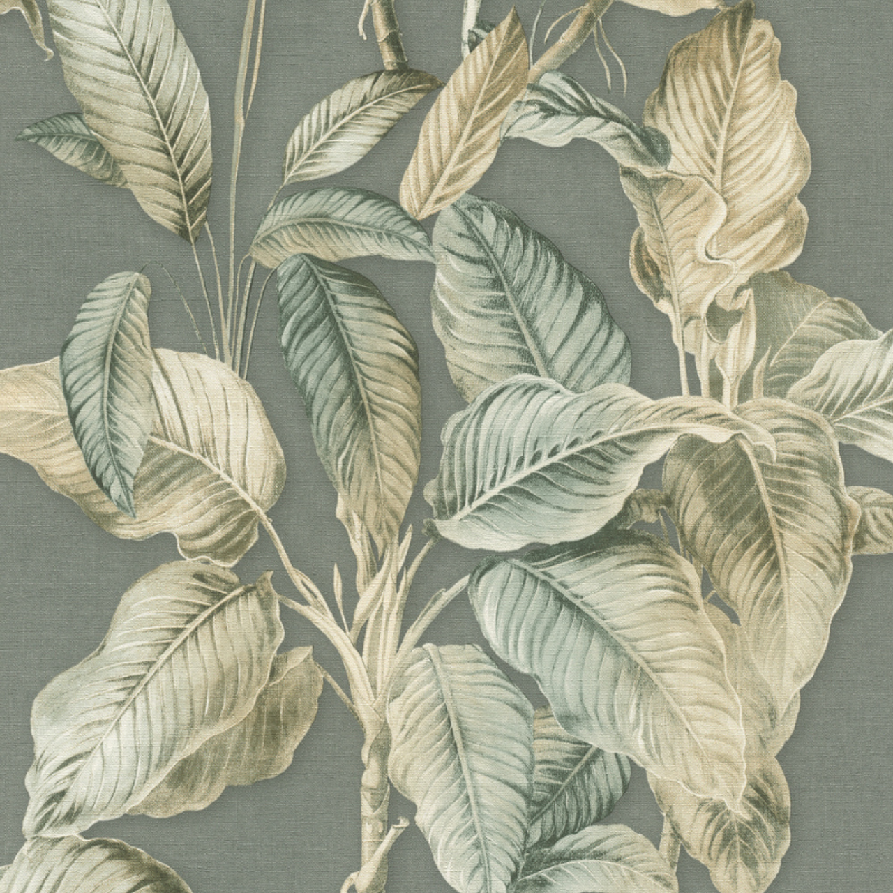 571462 - Boho Palm Wallpaper - Chalky Blue - Rasch