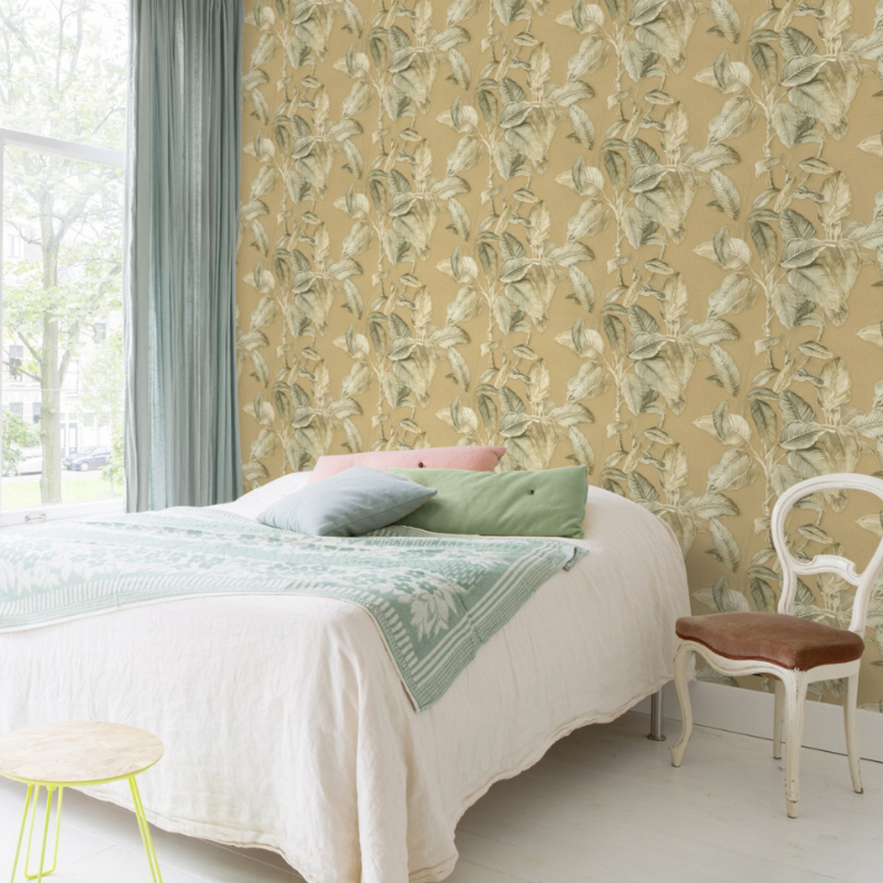 571479 - Boho Palm Wallpaper - Mustard - Rasch