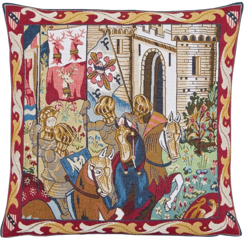 Castle Knights Tapestry Cushion with Feather Filler 