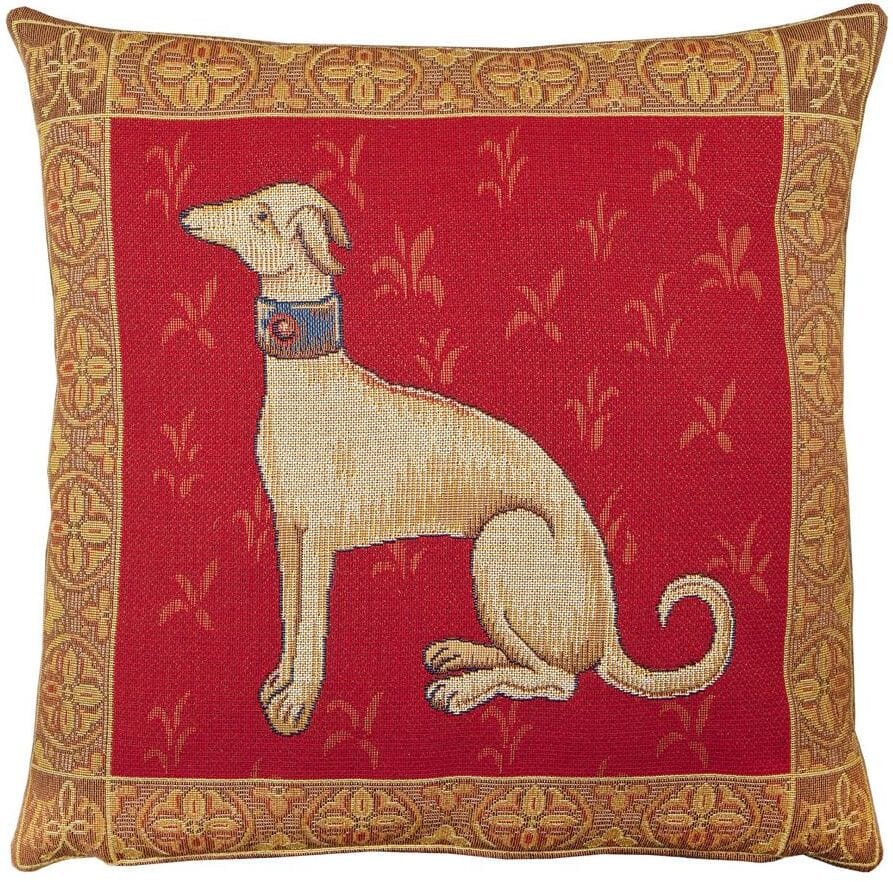 Cluny Whippet Tapestry Cushion with Feather Filler 